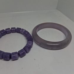 Lot 2 Lavender Color Jade  Bangle Size 58 Bracelet 