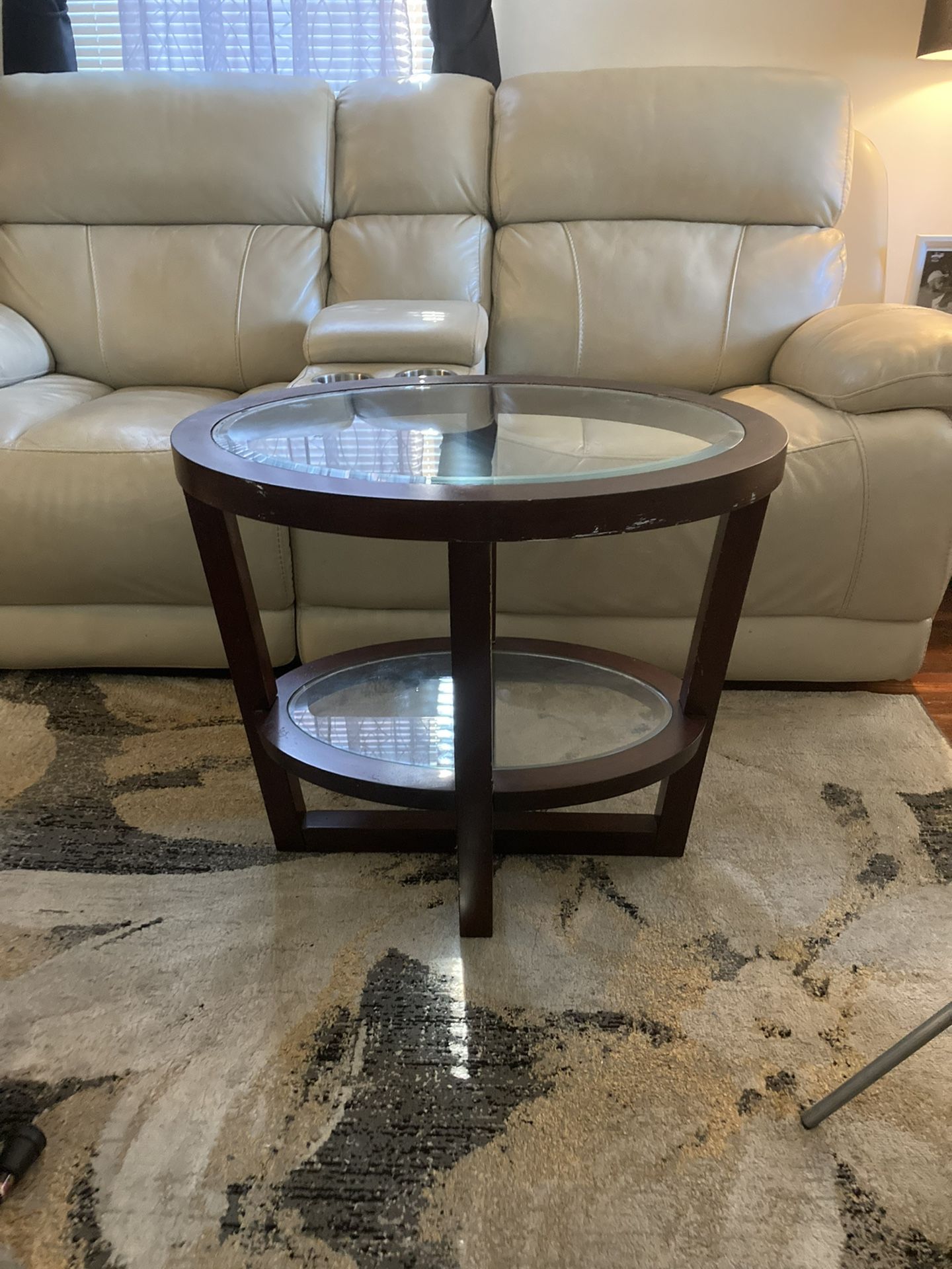 Glass wood End Table