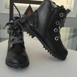 Girls Black Sparkle Boots 