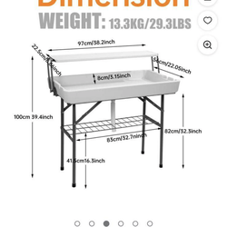 Foldable 4ft party cooler table with drain