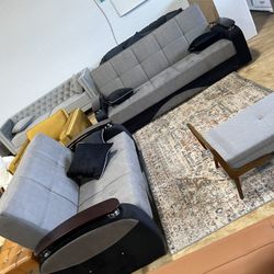  Yafah Upholstered Convertible Sofabed And Loveseat w/Storage, Gray