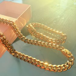 18k Gold 14mm Chain 16mm Bracelet