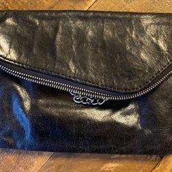 Hobo black leather crossbody wallet