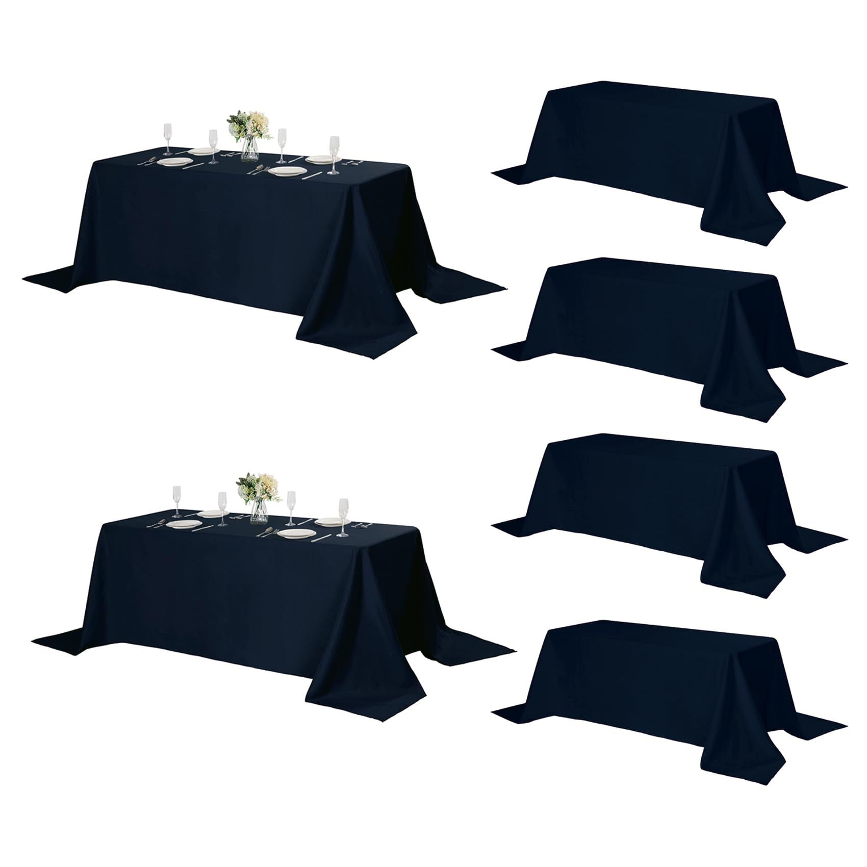 Fokitut 6 Pack Rectangle Tablecloth, 90x132 Inch, Stain Resistant And Wrinkle Polyester Table Cloth, Fabric Table Cover For Kitchen Dining, Wedding, P