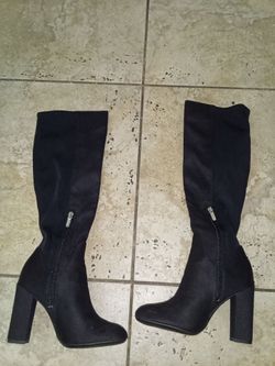 Black Knee-High Heeled Boots women size 5