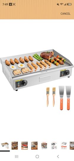 VEVOR Commercial Electric Griddle, 30" No Plug, Countertop Flat Top Griddle
Stainless Steel Teppanyaki Grill, Iron Cooking Plate, 122-572℉ Adjustable 