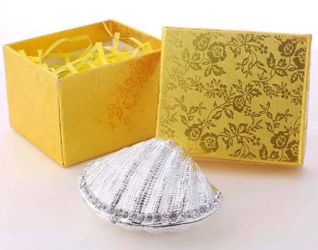 Silver Shell Metal Enamel Jewelry Trinket Box Favor