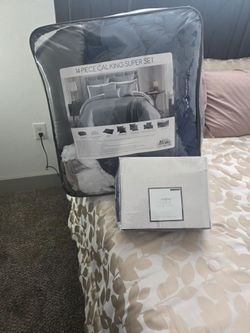 NEW California King 14-Piece Bedding Set + Ashford 1500 Thread Count Sheet Set