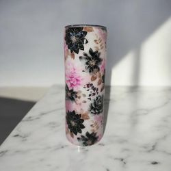Floral Glitter Tumbler