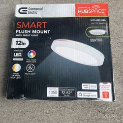 Commercial electric LCN3002LM-01 12in LED Flush Mount with Smart CCT and RGB Sel