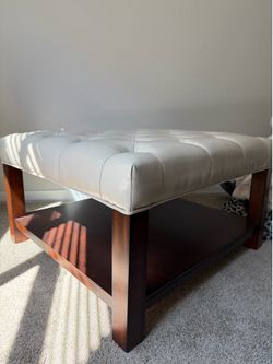 Faux Leather top ottoman