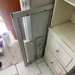 Tall Storage Cabinet with Drawers — Needs Cleaning