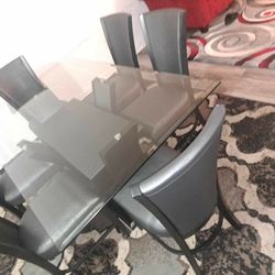 7pcs Glass top dining set