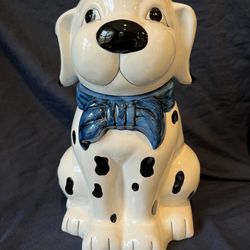 Vintage 101 Dalmatians Cookie Jar with Blue Bandana