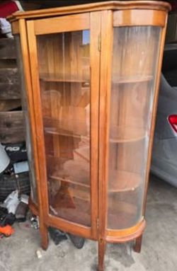 Vintage wooden curio cabinet