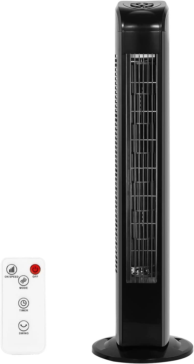 Star Tower Fan Oscillating Fan Quiet Cooling Remote Control Powerful Standing 3 Speeds Wind Modes Bladeless Floor Fans Portable Bladeless Fan for Chil