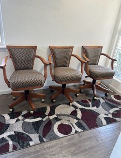 Vintage Mikhail Darafeev Game Room Poker Dining Chairs w/ Wheels