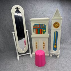 Lot of 4 Vintage Barbie Doll Clone Furniture Blue-Box Toys 90s Clock Mirror
