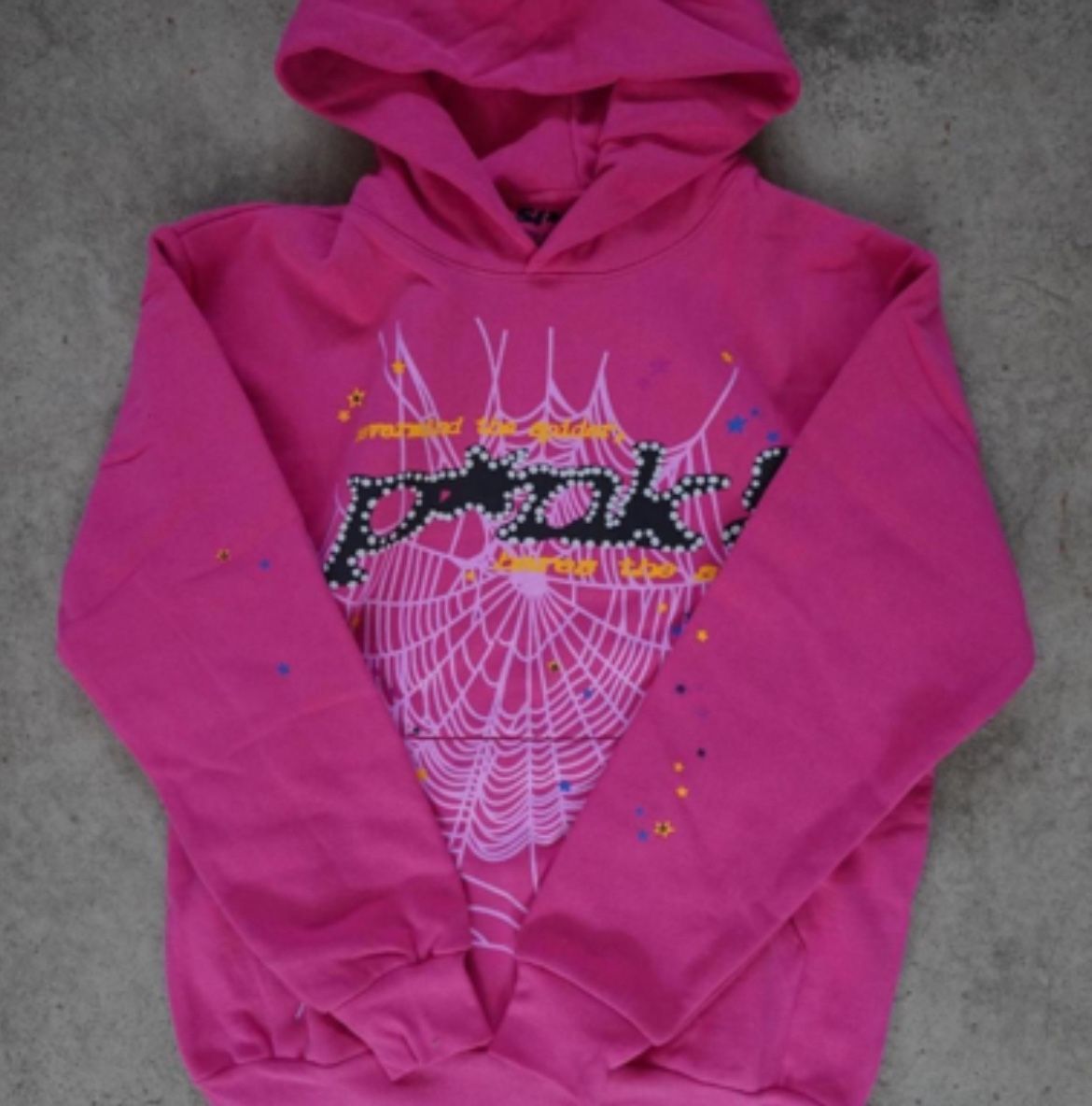 Spider Hoodie Pink Large Fitted