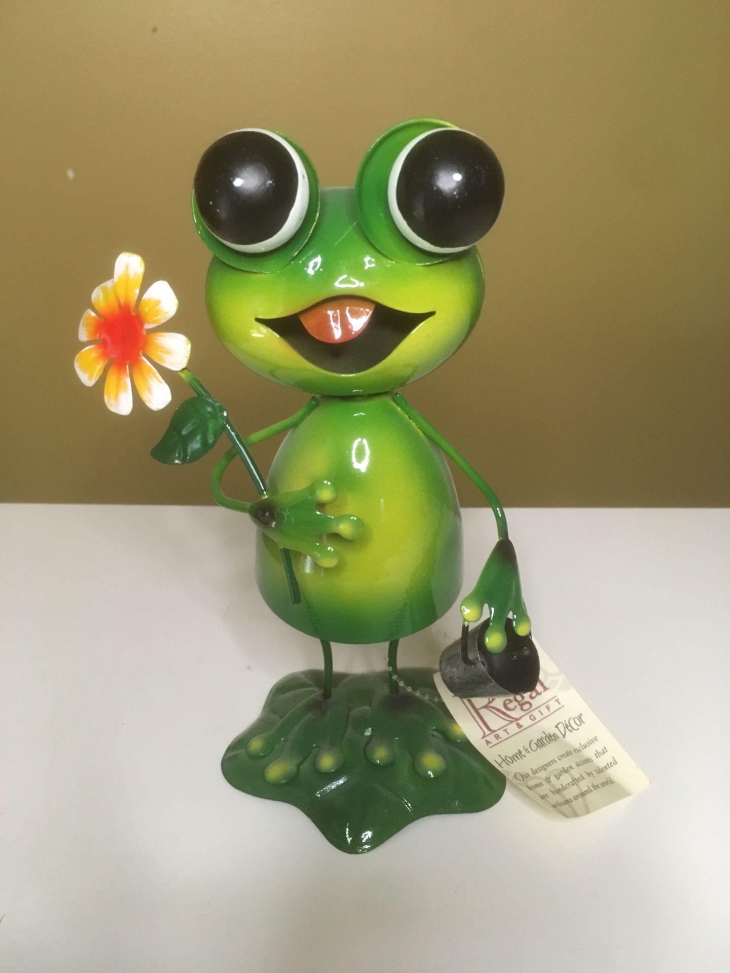 New- Regal Art & Gift 32" Green Frog Metal Lawn Stake