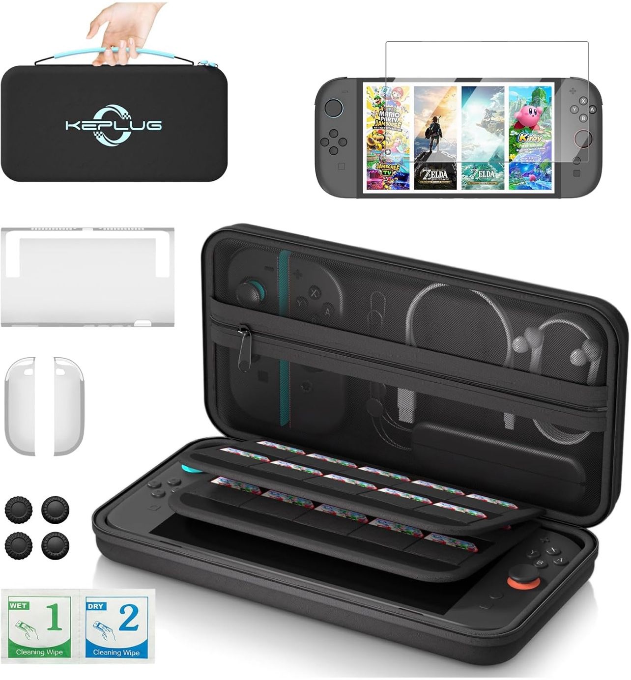 Carrying Case for Nintendo Switch 2 2025,KEPLUG Switch 2/1 Case Longest Durable,Protective Hard Shell Case with 20 Game Card Slots,Switch 2 accessorie