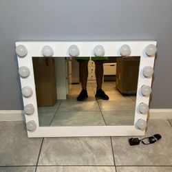Vanity mirror for desk with bright lights