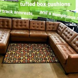 🔥Huge Sale🔥Real Leather U Shape Lux Sectional 👍 in Stock 💧$44 Down/GetNowPayLater 