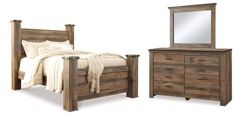Trinell Brown Queen Poster Bed, Dresser and Mirror (Online Special Price)
