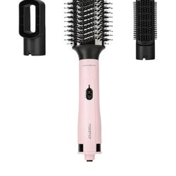 Titanium Blow Dryer Brush, 3-in-1 Volumizer Hair Dryer Brush, Negative Ion Pink Interchangeable Hot Air Brush Set for Straightening, Drying, and Curli