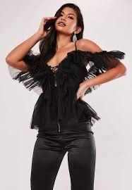 Womens Off Shoulder Sexy Deep V Neck Backless Vintage Lace Up Ruffle Blouse Shirt