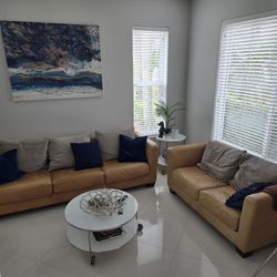 Brown Top Grain Leather Sofa And Love Seat