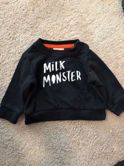 Baby 'Milk Monster' Black Sweatshirt cat &jack