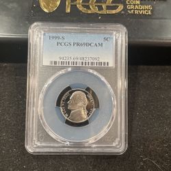 1999 S Gem Proof Jefferson Nickel Graded At PR69 With A Deep Cameo 12-12