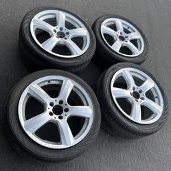 4 — 255/40r18 5x112 5x4.41 Stock Mercedes CLS Staggered Wheels Rims Good Treads Tires