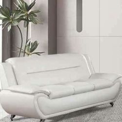 Modern Style White Leather Sofa And Chair !