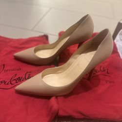 Christian Louboutin Apostrophy Pump 100 – Nude Nappa Leather (Size 39.5)