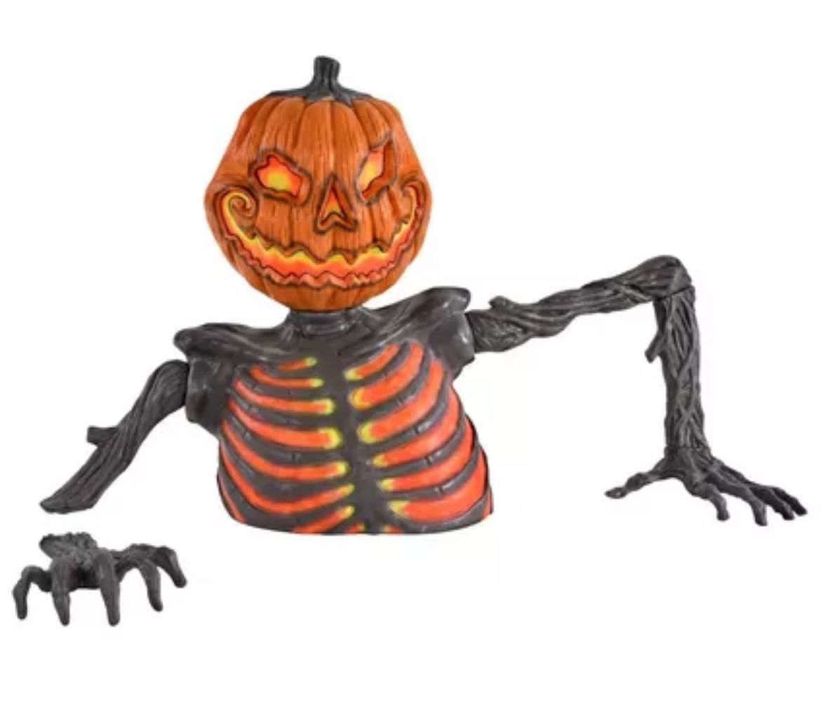 Embers the Pumpkin Skeleton Black Light Reactive Ground Breaker, 4ft hallowen outdoor decoration Party City