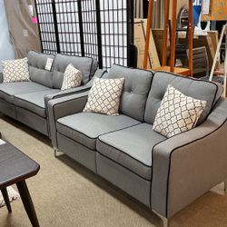 Grey & Black Sofa Loveseat