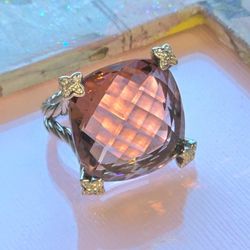David Yurman XL 17mm Morganite & Diamond Albion