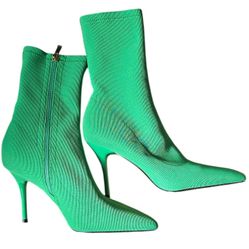 vivianly Stretch Pointed Toe Sock Booties Mid-Calf Ankle Boot Stiletto Heel Boots For Women