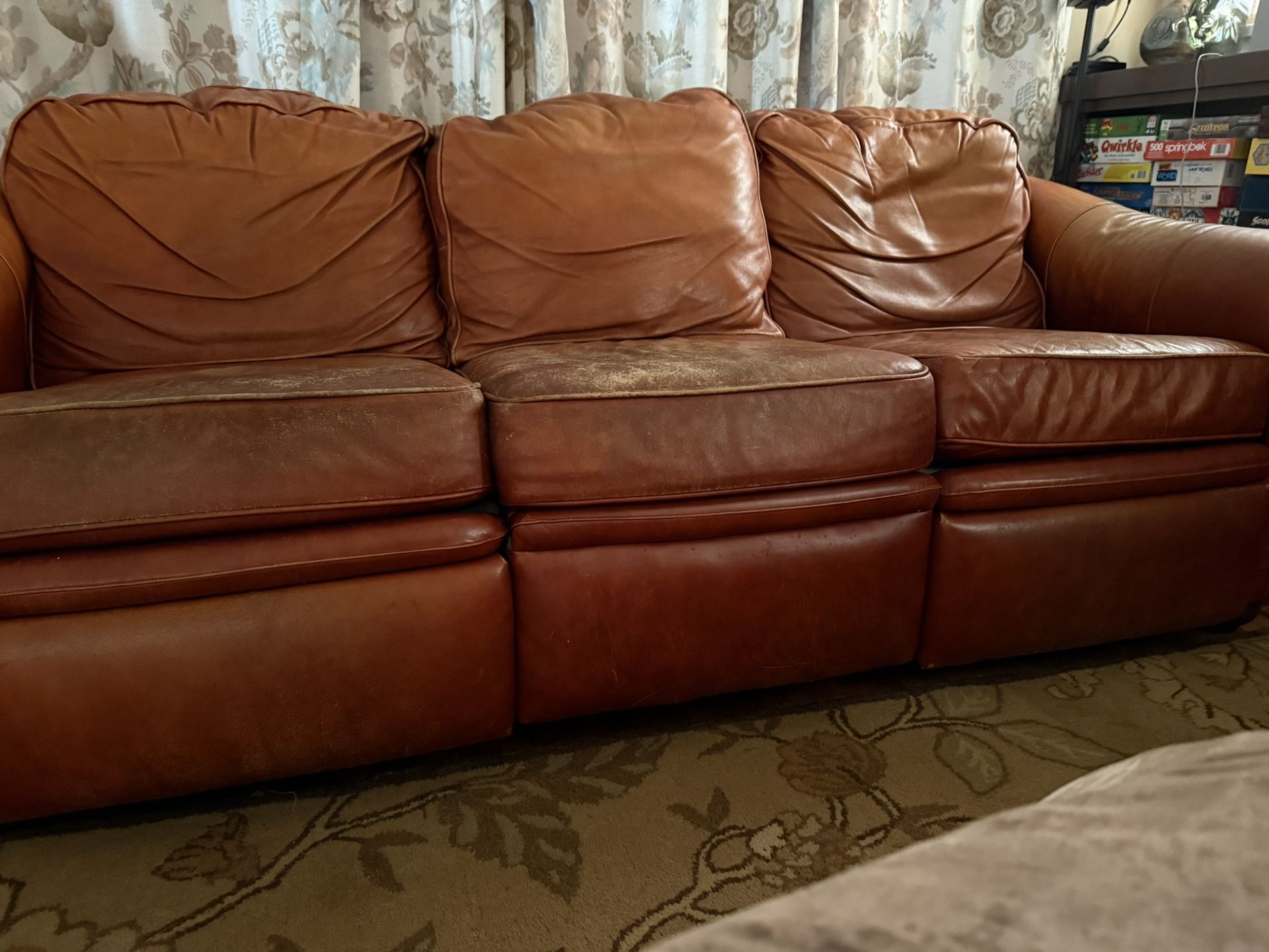Bradington Young Reclining Leather Couch 