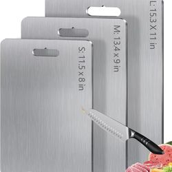 Titanium Cutting Boards for Kitchen [Set of 3], Double Sided Pure Titanium Cutting Board | Easy to Clean | Dishwasher Safe | Food-Grade Raw & Cooked F