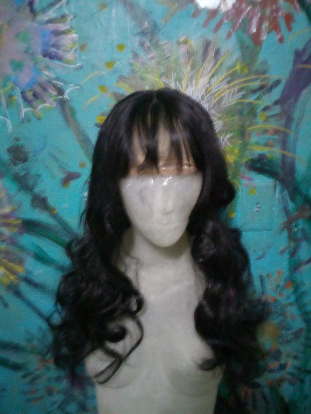 26 In Long Real Human Hair Full Lace Wig Black
