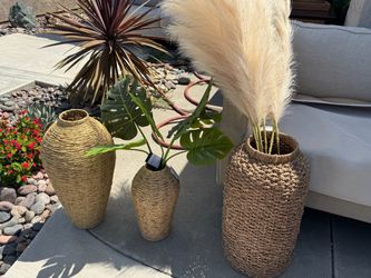 Woven Seagrass Vase and Basket Set