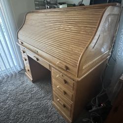 Vintage “Winners Only” Oak Roll Top Desk