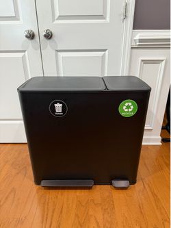 Stainless Steel Soft-Close Dual Trash Can & Recycling Bin