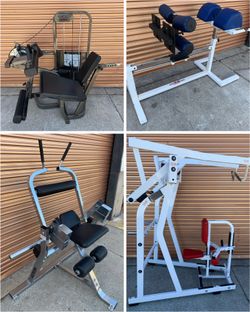Commercial Seated Leg Extension, Leg Curl / Hamstring Curl, Olympic Weight Plate Loaded Ab Crunch Lat Row/ Lat Pull