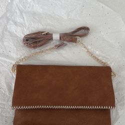 NWT Market & Spruce Cognac Foldover Crossbody Clutch Bag