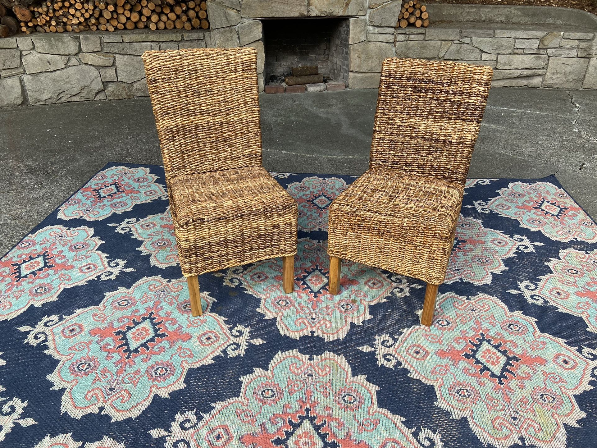 Boho Chic Wicker Dining Chairs (new)