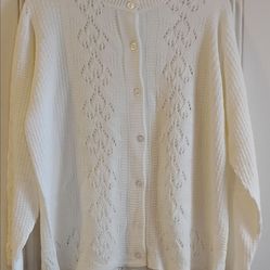 Brand New Vintage Coldwater Creek White Cardigan Button Down Sweater Made In The U.S.A